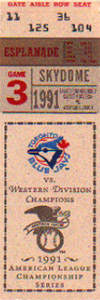1991 AL Championship Series Ticket Stub